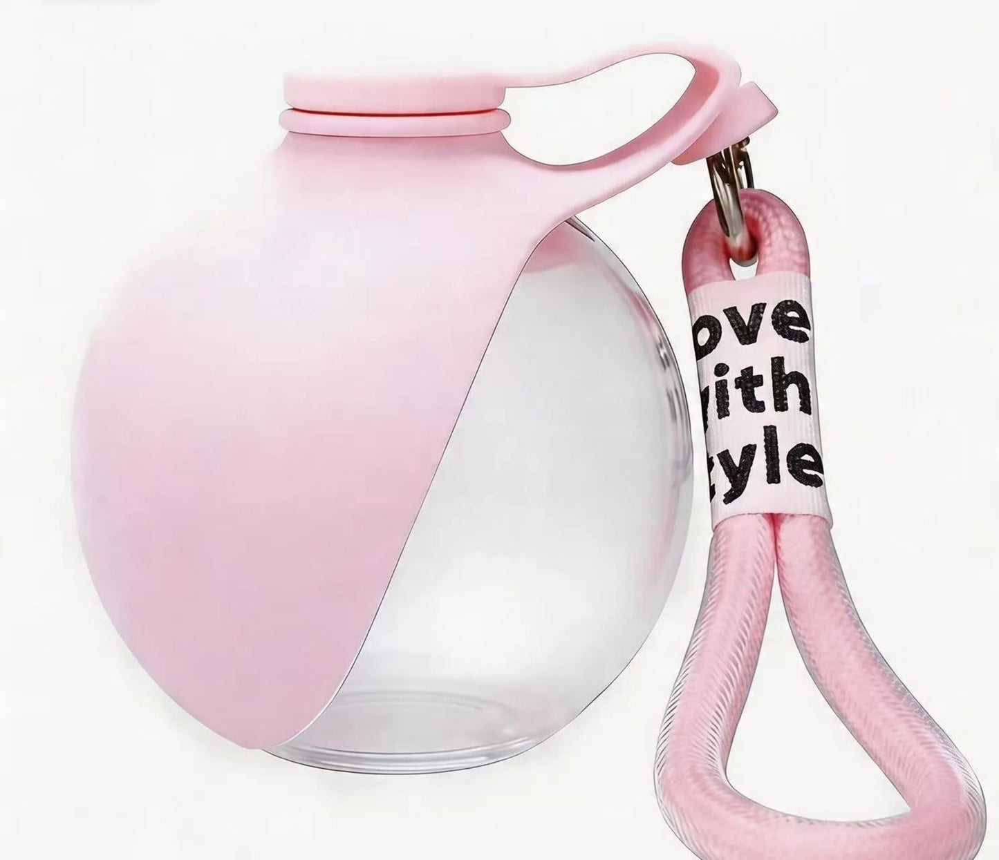 2-in-1 Dog Water Bottle Outdoor Walking Folding Portable Plastic Water Cup with Lanyard Hook Leakproof Dog Water Drink Bottle